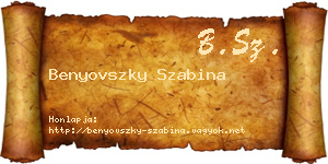 Benyovszky Szabina névjegykártya